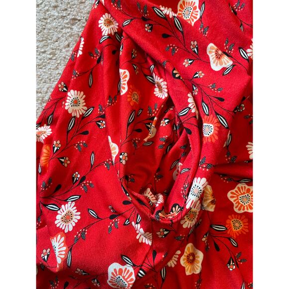 NWT Salaam Small Floral Dress Made in USA Pockets Red 3/4 Sleeve Stretch Summer - Picture 6 of 10